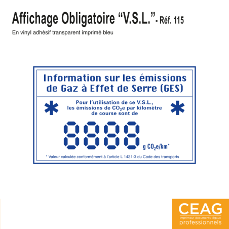 Affichage Emissions de Gaz à Effet de Serre Polyvalent VSL