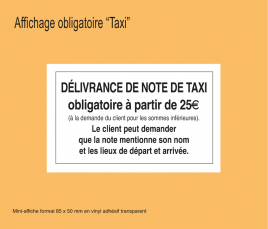 Affichage Délivrance de la Note de Taxis