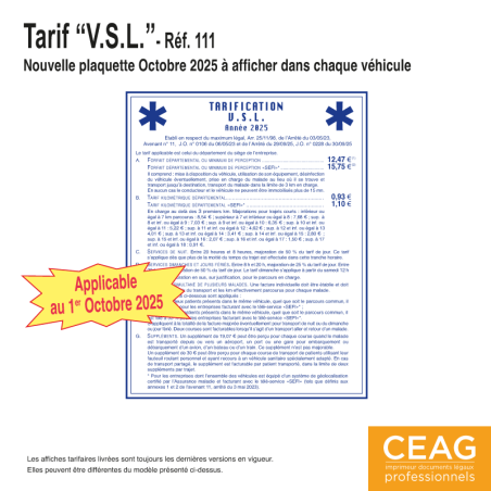 Plaquette Tarif VSL - Ocotbre 2025