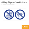Affichage Obligatoire - Interdiction de Fumer, Boire et Manger